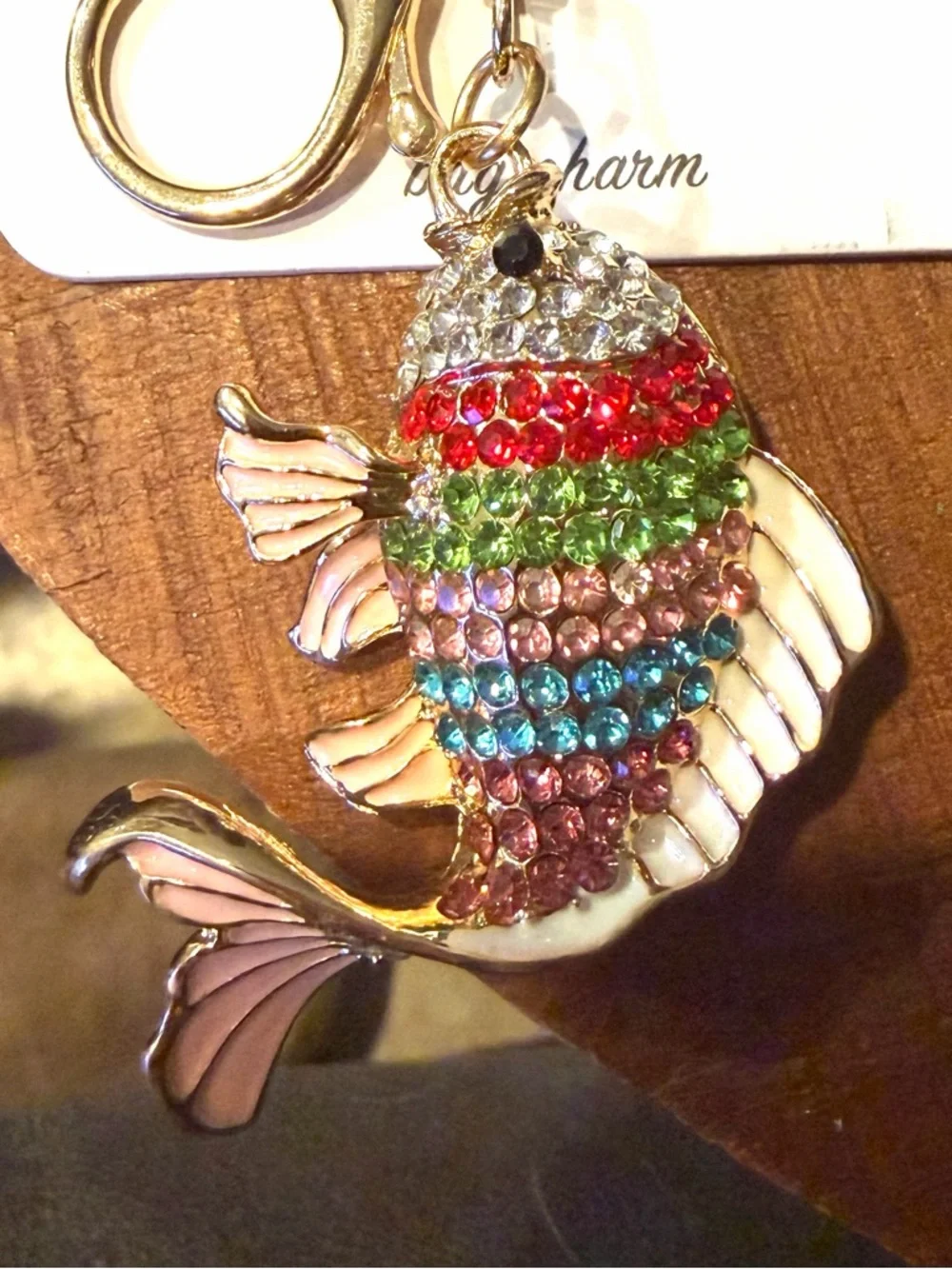 Lulla Collection Gold Multi-Color Fish Keychain Charm - Picture 2 of 2